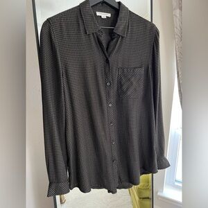 Gingham Brown Long Sleeve Collared Button Shirt